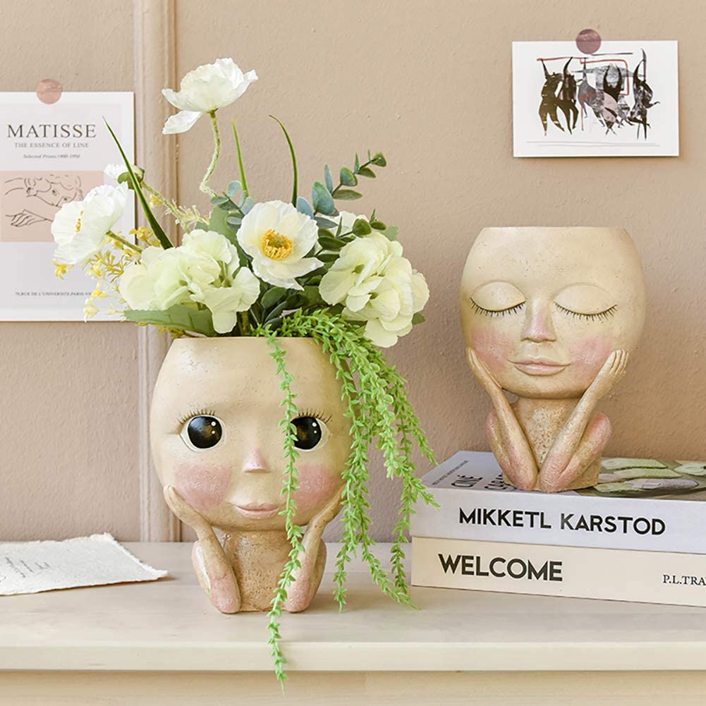 Girls Face Head Flower Planter - Plant Parents ulasan dan harga