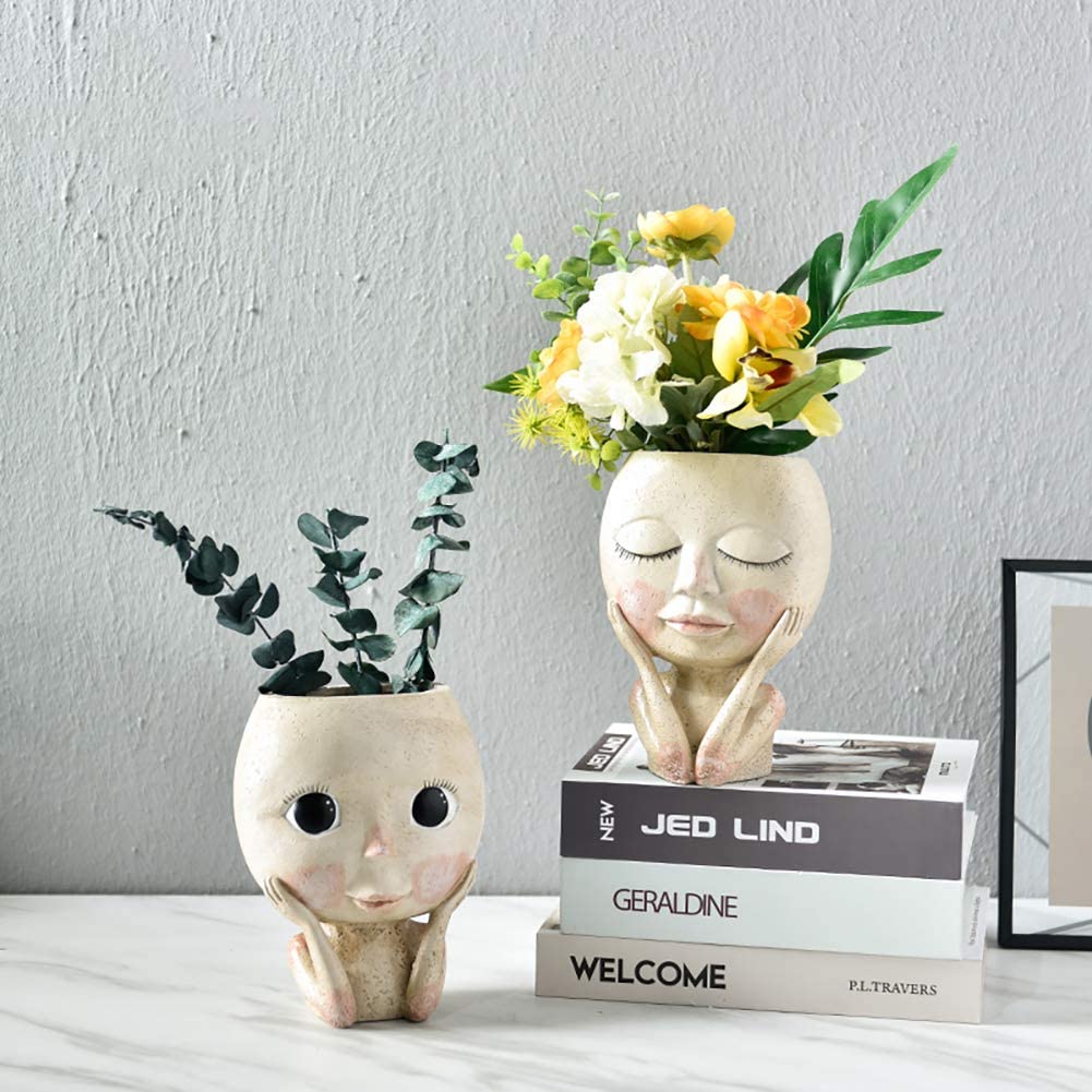 Girls Face Head Flower Planter - Plant Parents ulasan dan harga